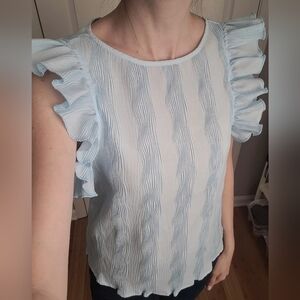 SHEIN Baby Blue Short Sleeve Oversized Blouse SIZE S/M/L